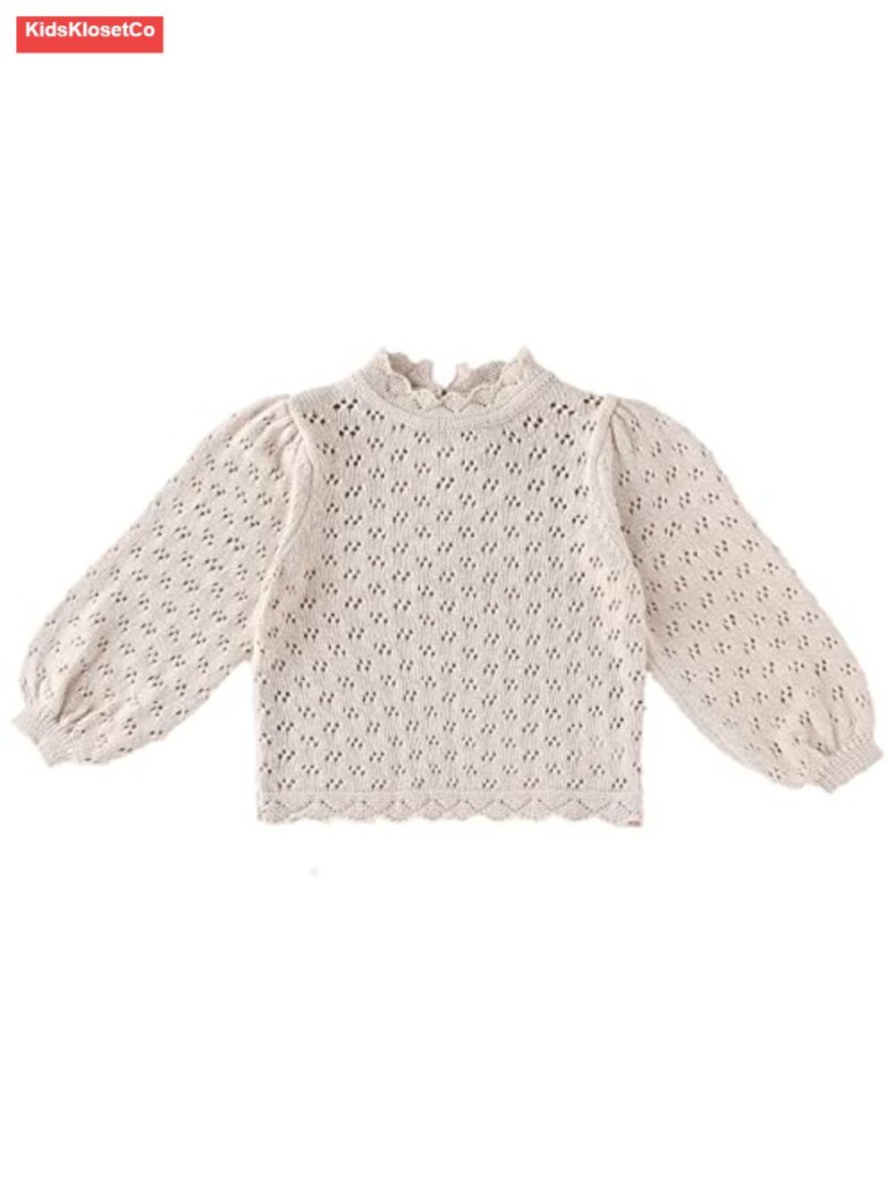 Baby Girls Lace Cotton Knit Pullover Ruffle Lantern Sleeve Blouse Jumper Top